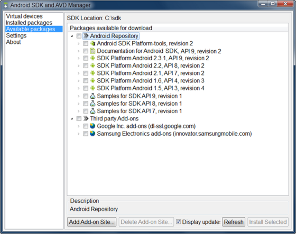 Android SDK 34.0.4 for Windows Screenshot 1
