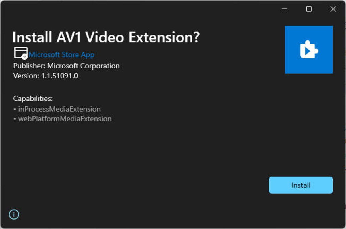 AV1 Video Extension 1.2.931.0 feature