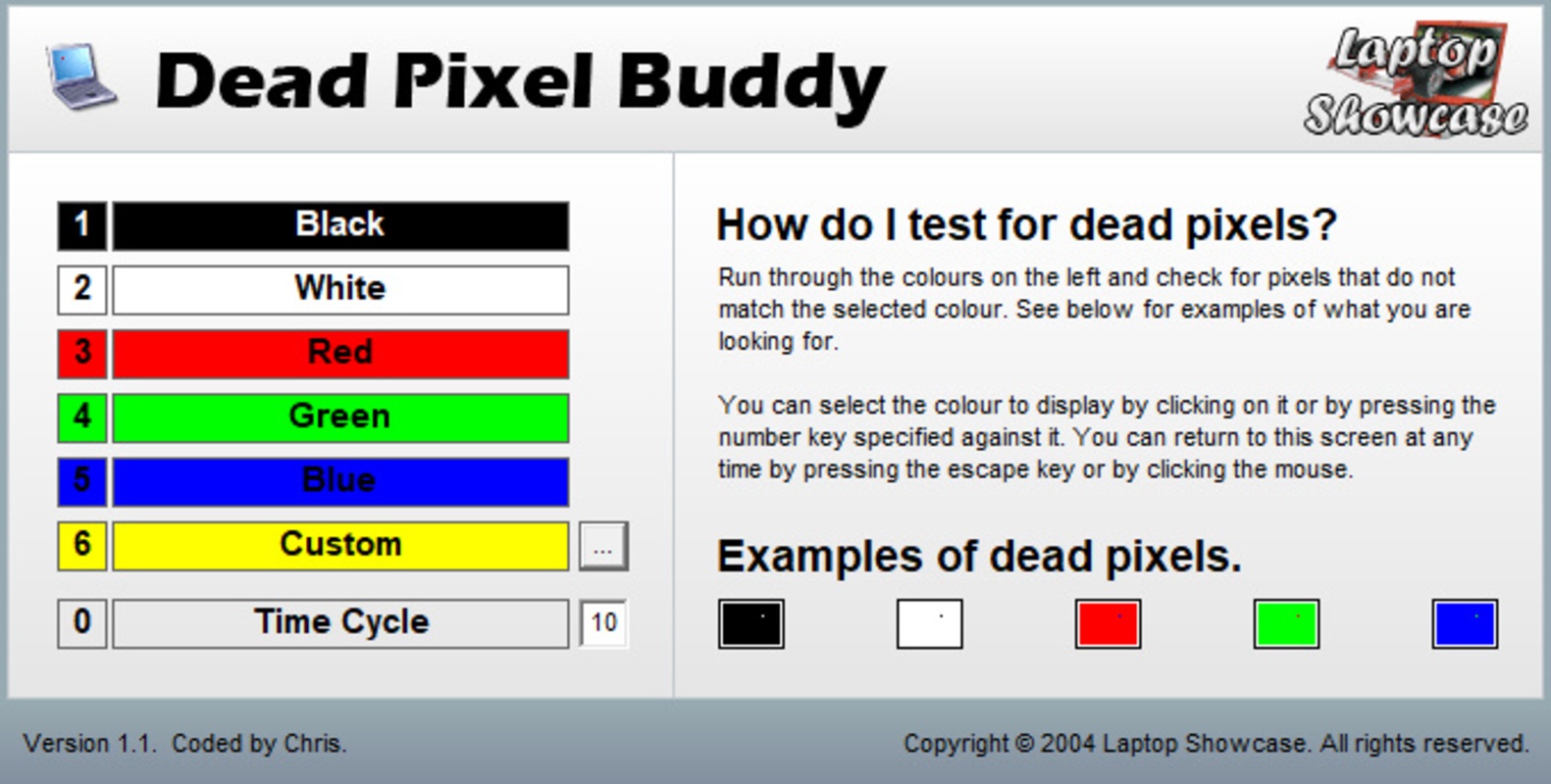 Dead Pixel Buddy 1.1 feature