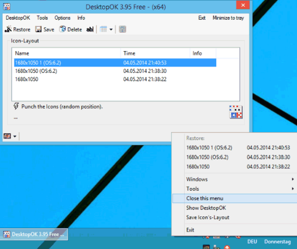 DesktopOK 11.16 for Windows Screenshot 1