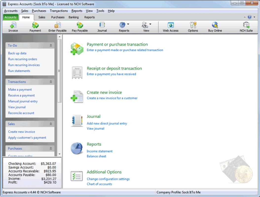 Express Accounts Free Accounting Software 11.10 feature
