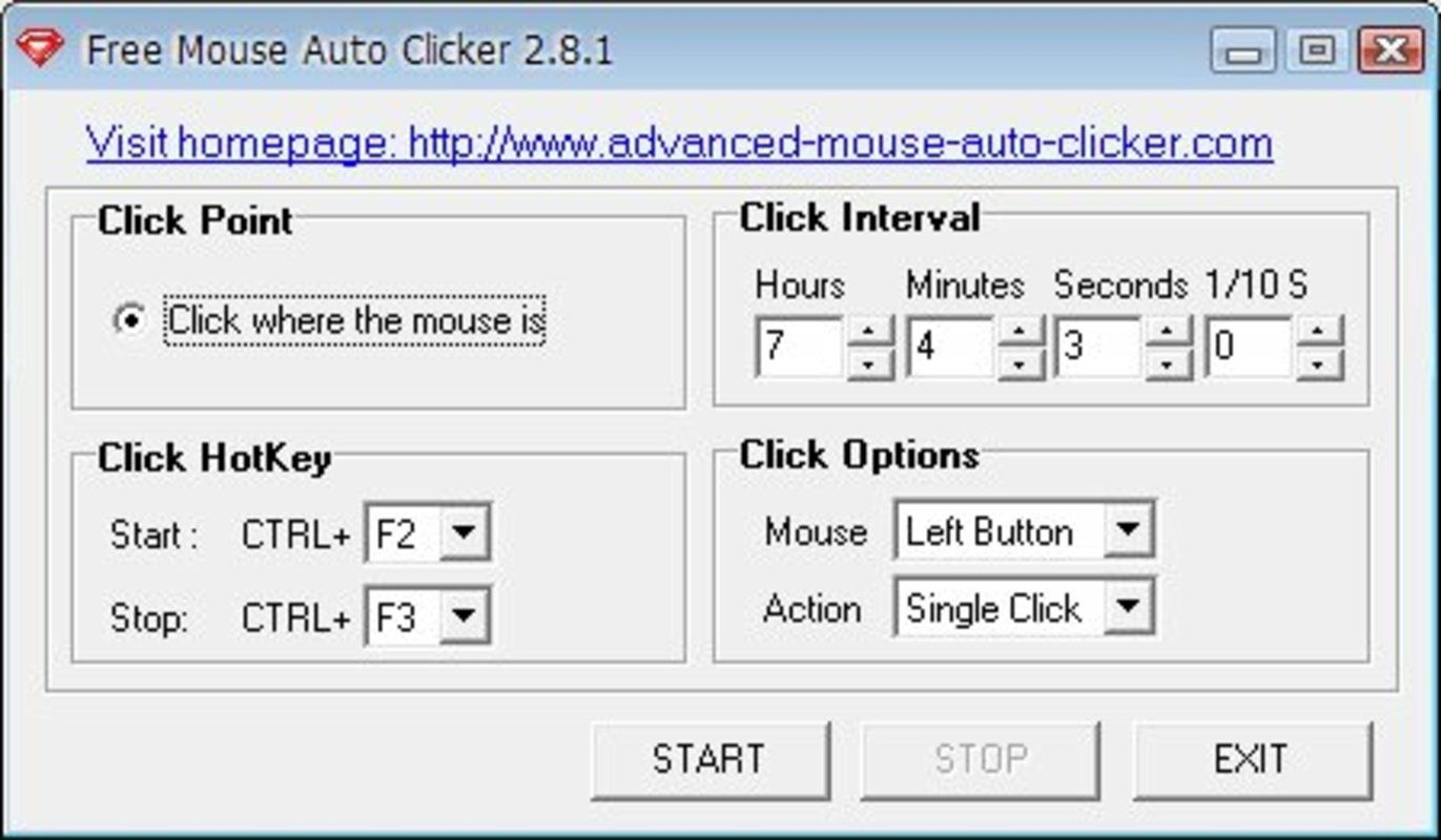 Free Mouse Auto Clicker 3.8.2 for Windows Screenshot 1