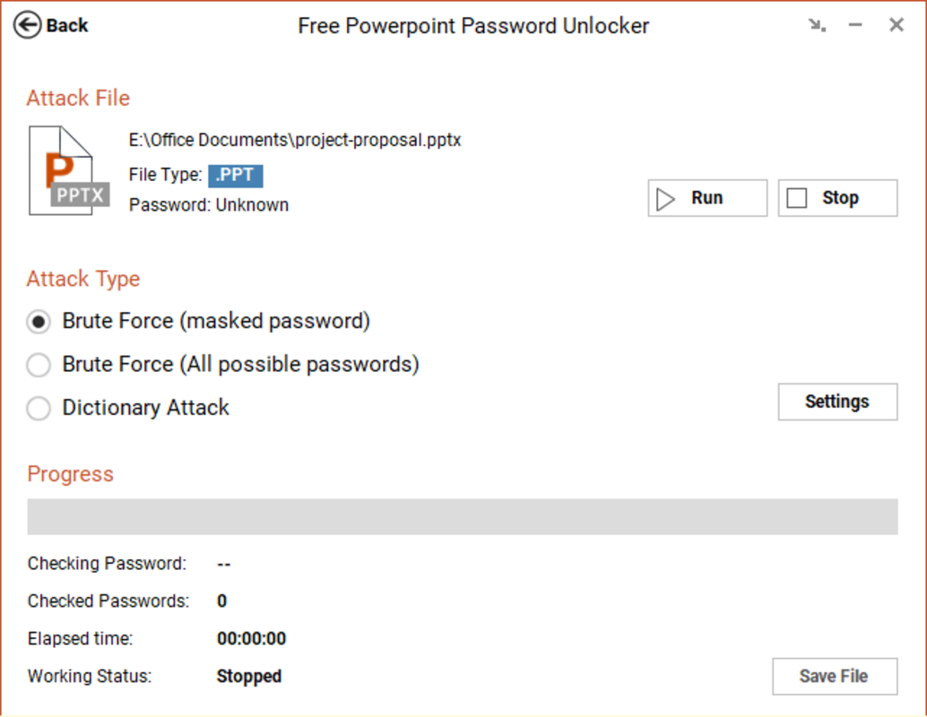 Free PowerPoint Password Unlocker 2.0.1 feature