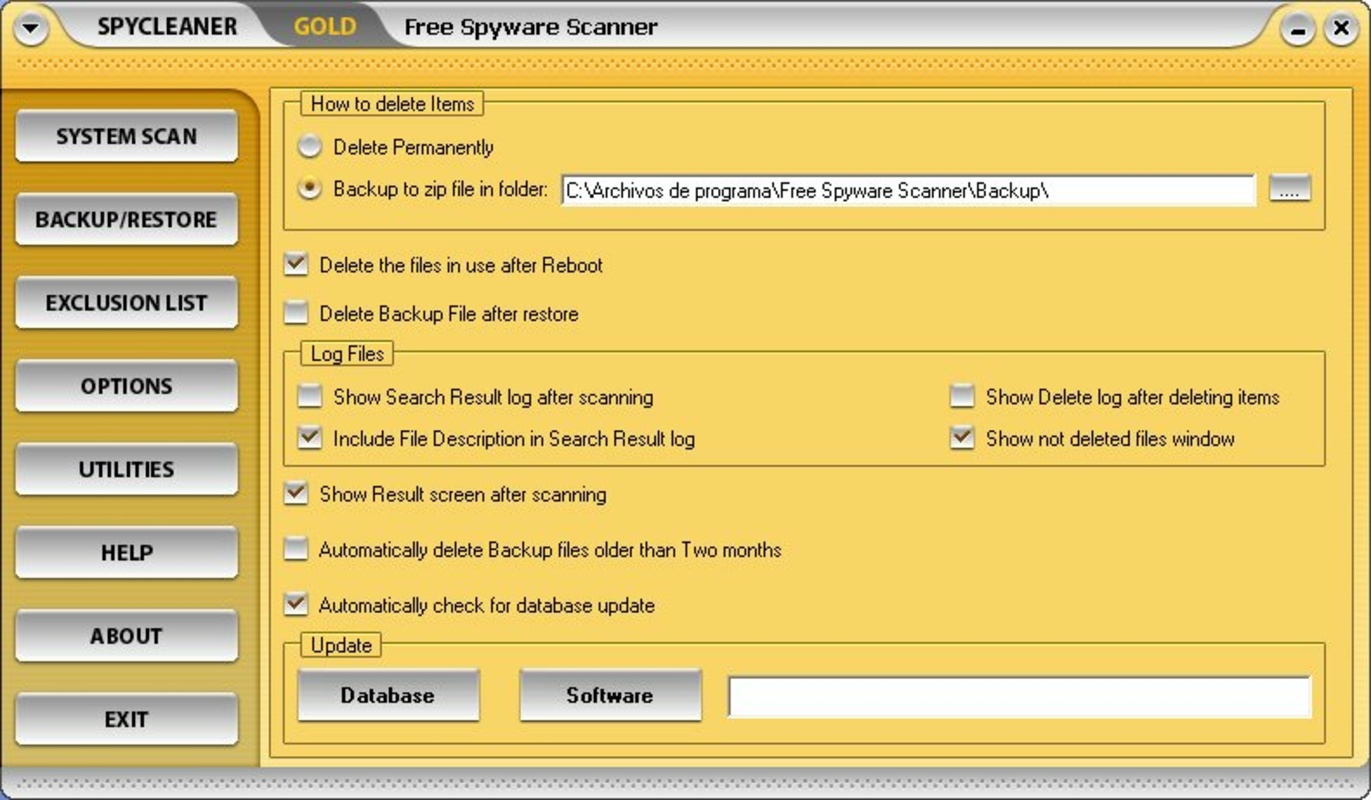 Free Spyware Scanner 9.6 feature
