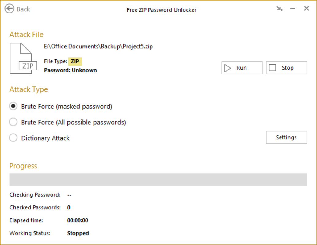 Free ZIP Password Unlocker 2.0.1 feature