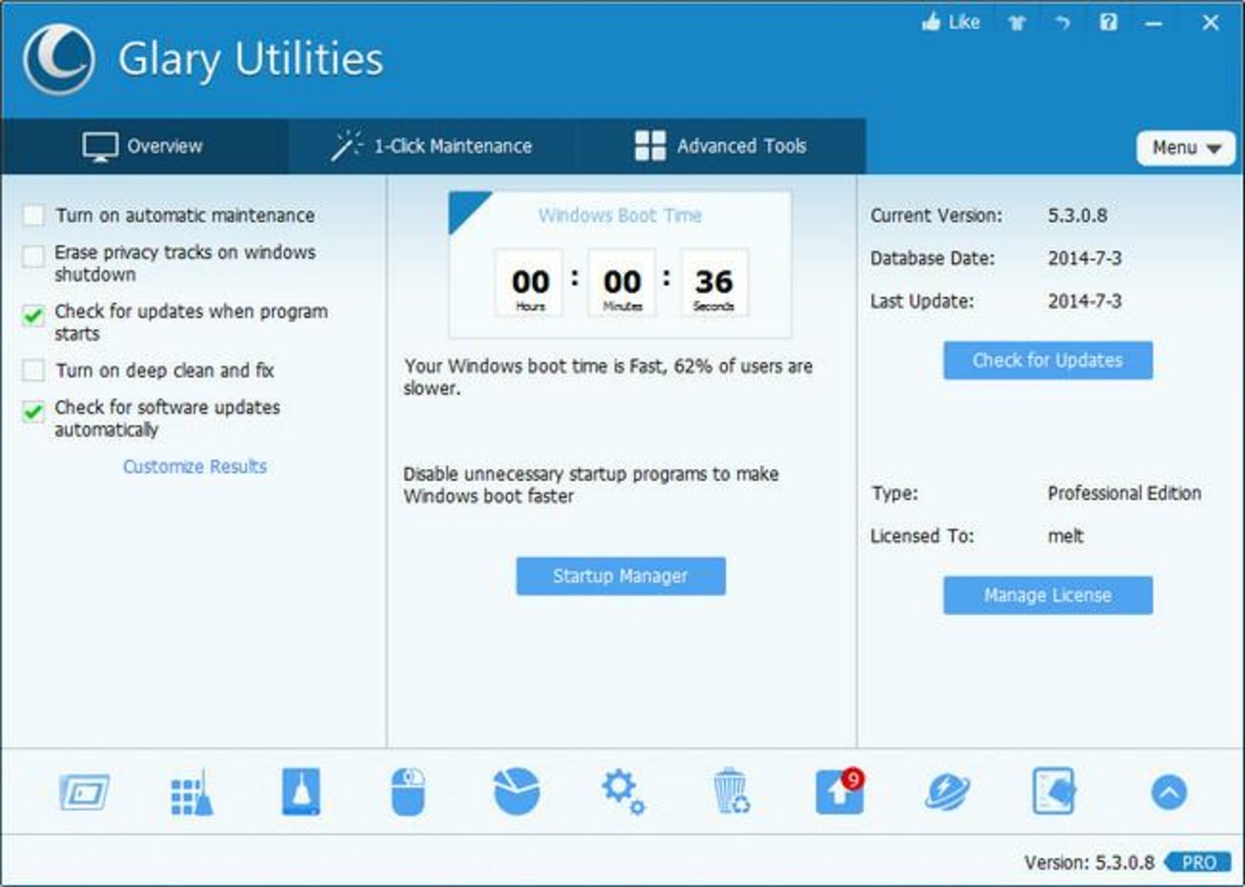 Glary Utilities Pro 6.3 for Windows Screenshot 1