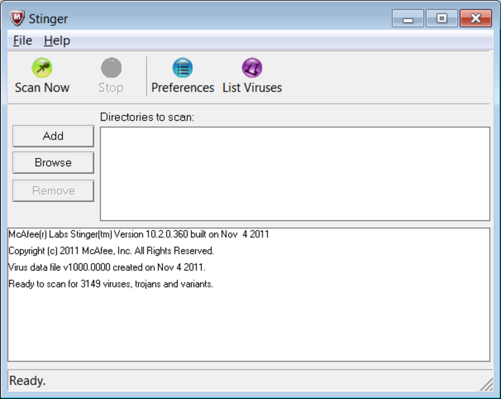 McAfee Stinger 13.0.0.19 for Windows Screenshot 1