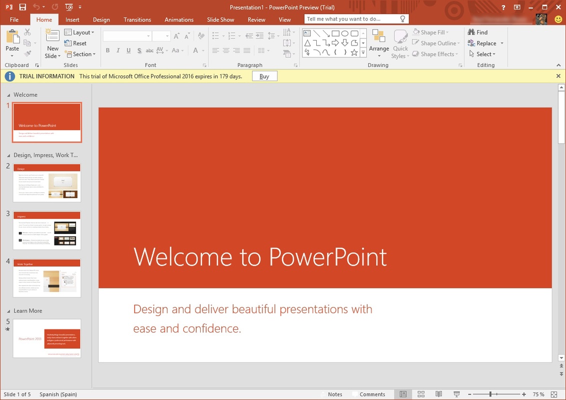 Microsoft PowerPoint 2016 16.0.9029.2167 for Windows Screenshot 2