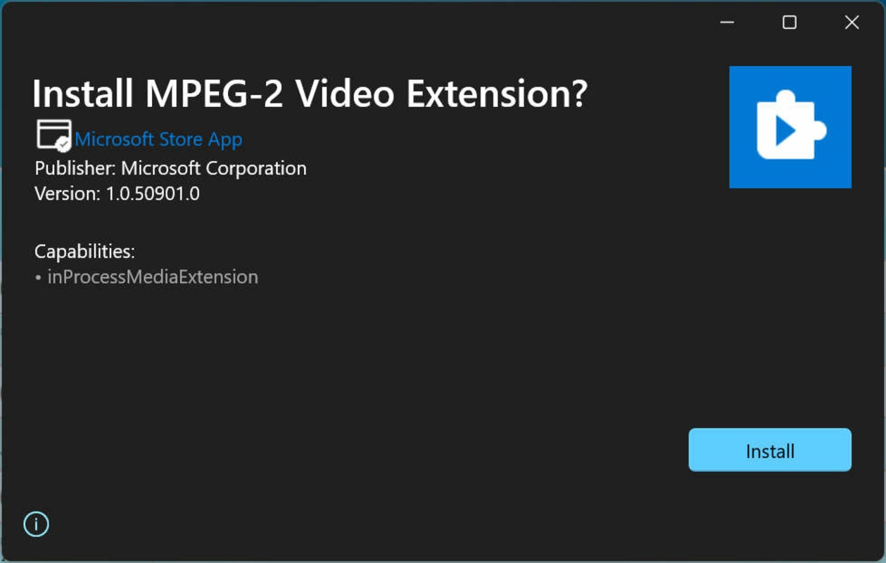 MPEG-2 Video Extension 1.0.61931.0 feature