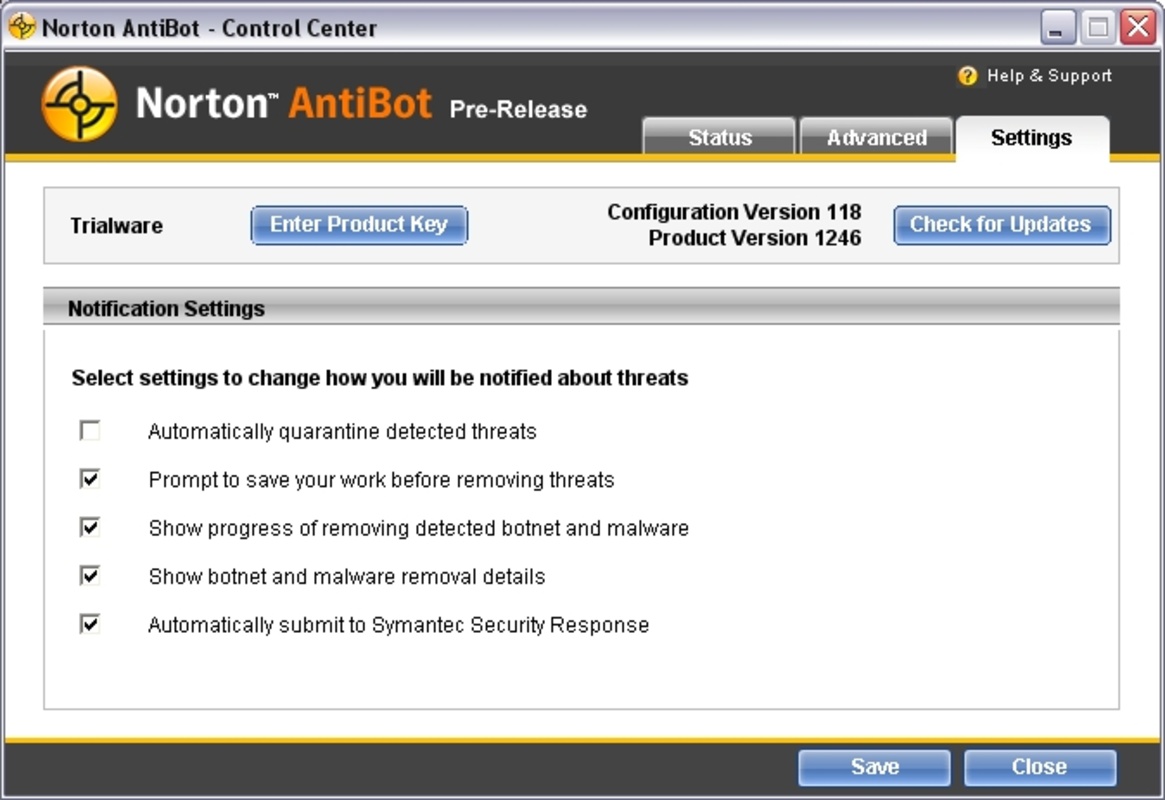 Norton Antibot 1.02 Beta feature