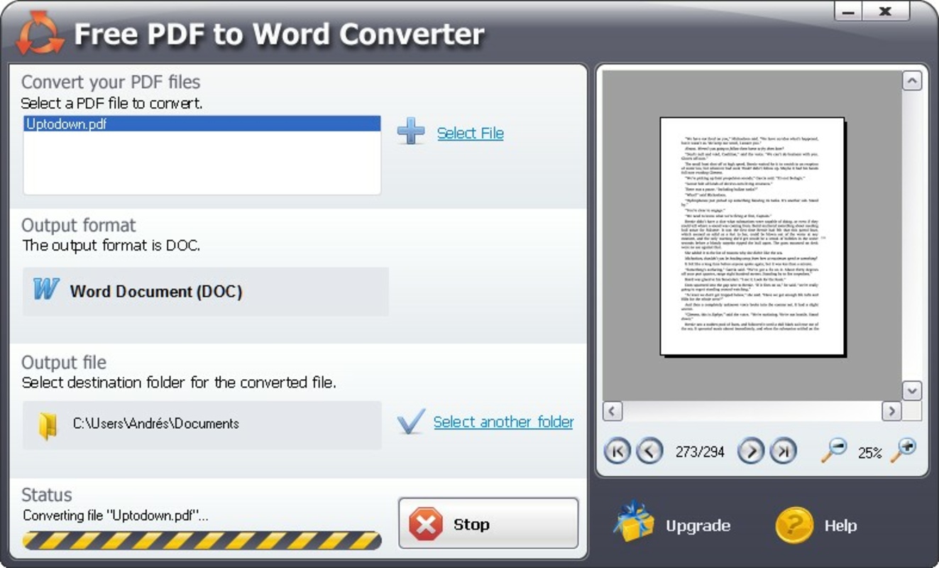 PDF To Word Converter Free 5.2 for Windows Screenshot 1