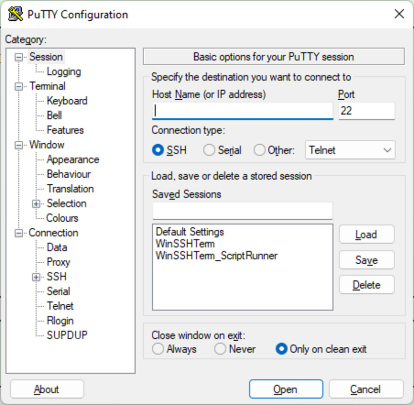 PuTTY 0.80 for Windows Screenshot 1