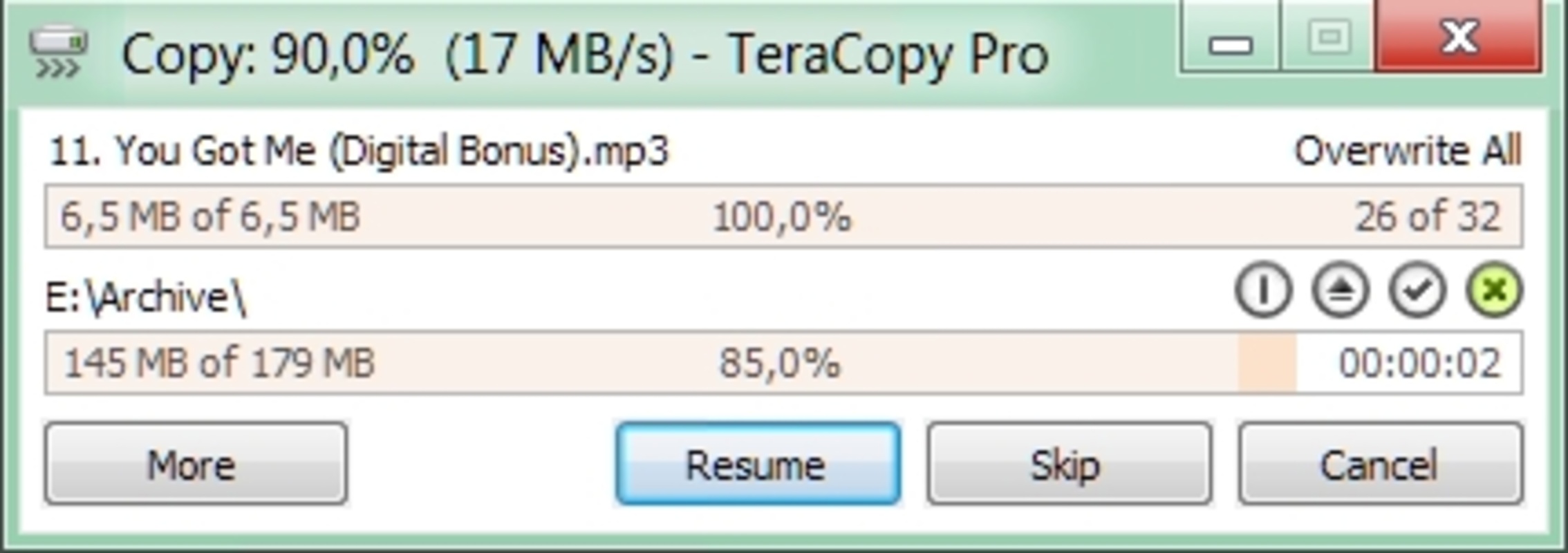 TeraCopy 3.17 for Windows Screenshot 1
