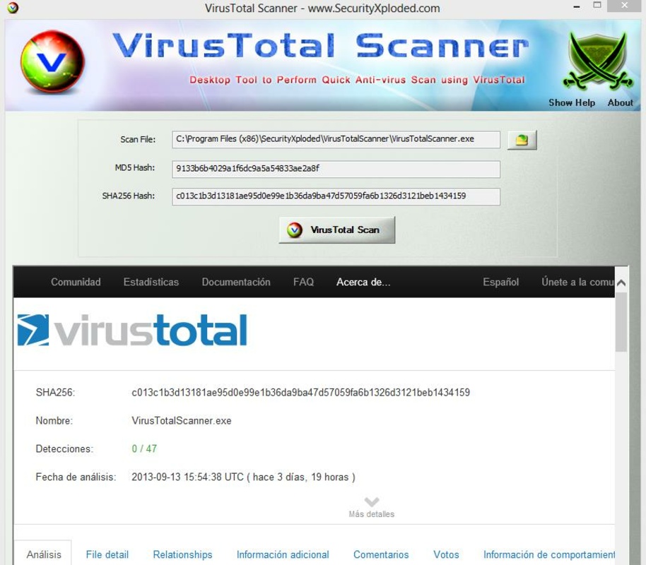 VirusTotal Scanner 7.5 feature