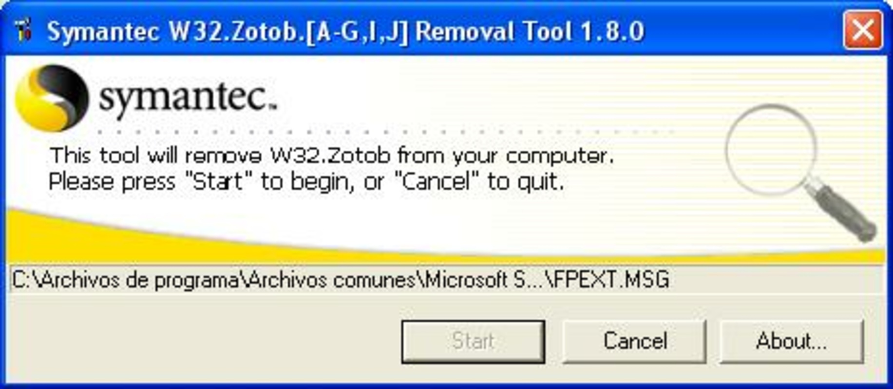 W32 Zotob Free Removal Tool 1.8.0 feature